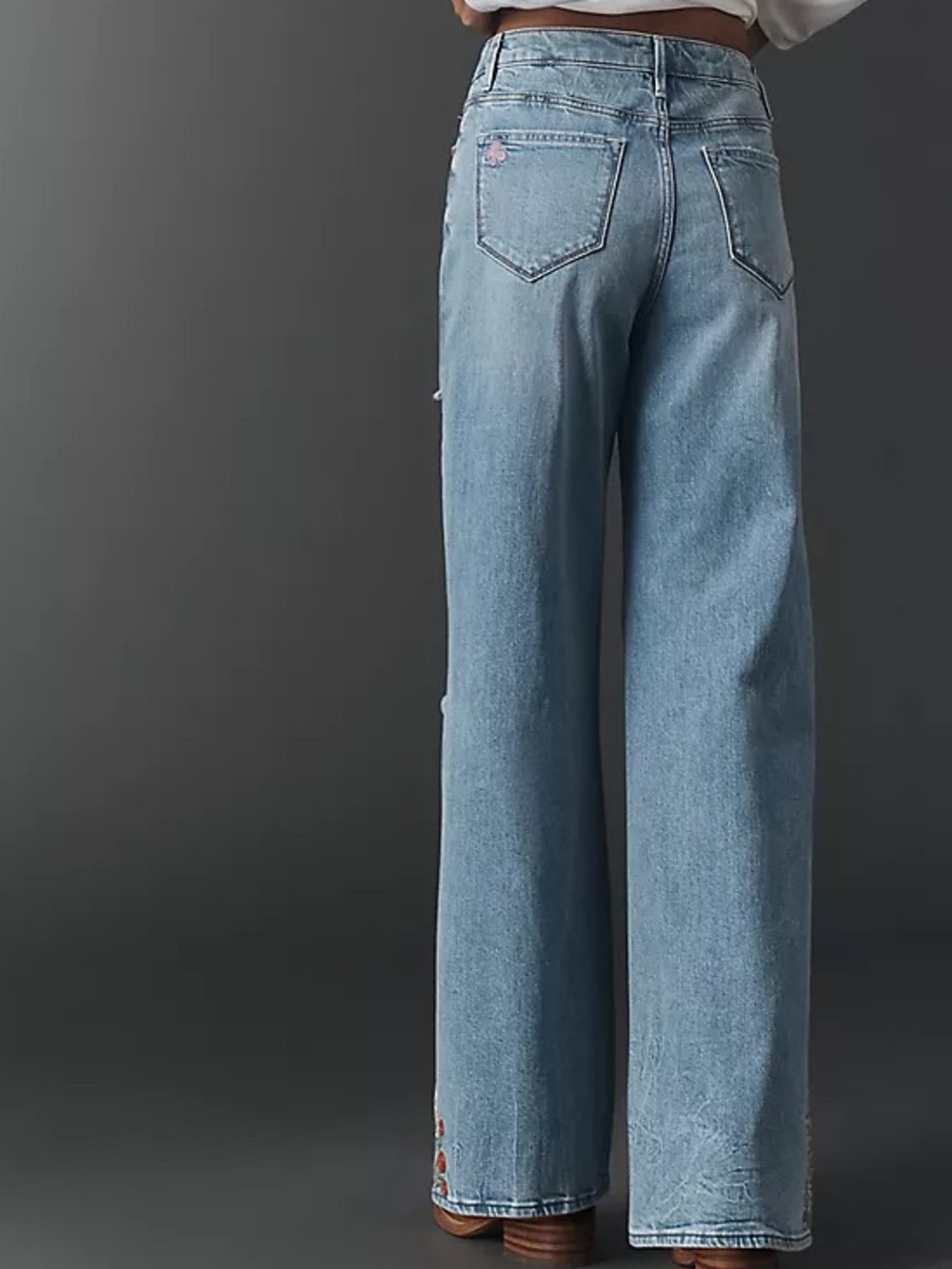 Driftwood Marlena Embroidered Mid-Rise Wide-Leg Jeans 28 - Picture 4 of 10